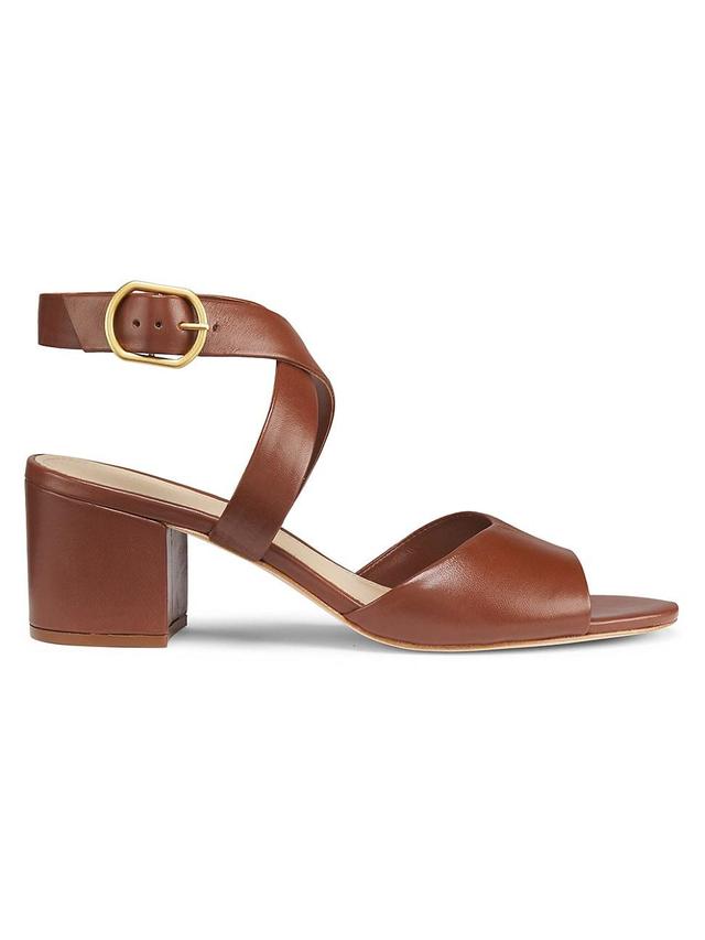 Womens Buckled Leather Block Heel Sandals Product Image