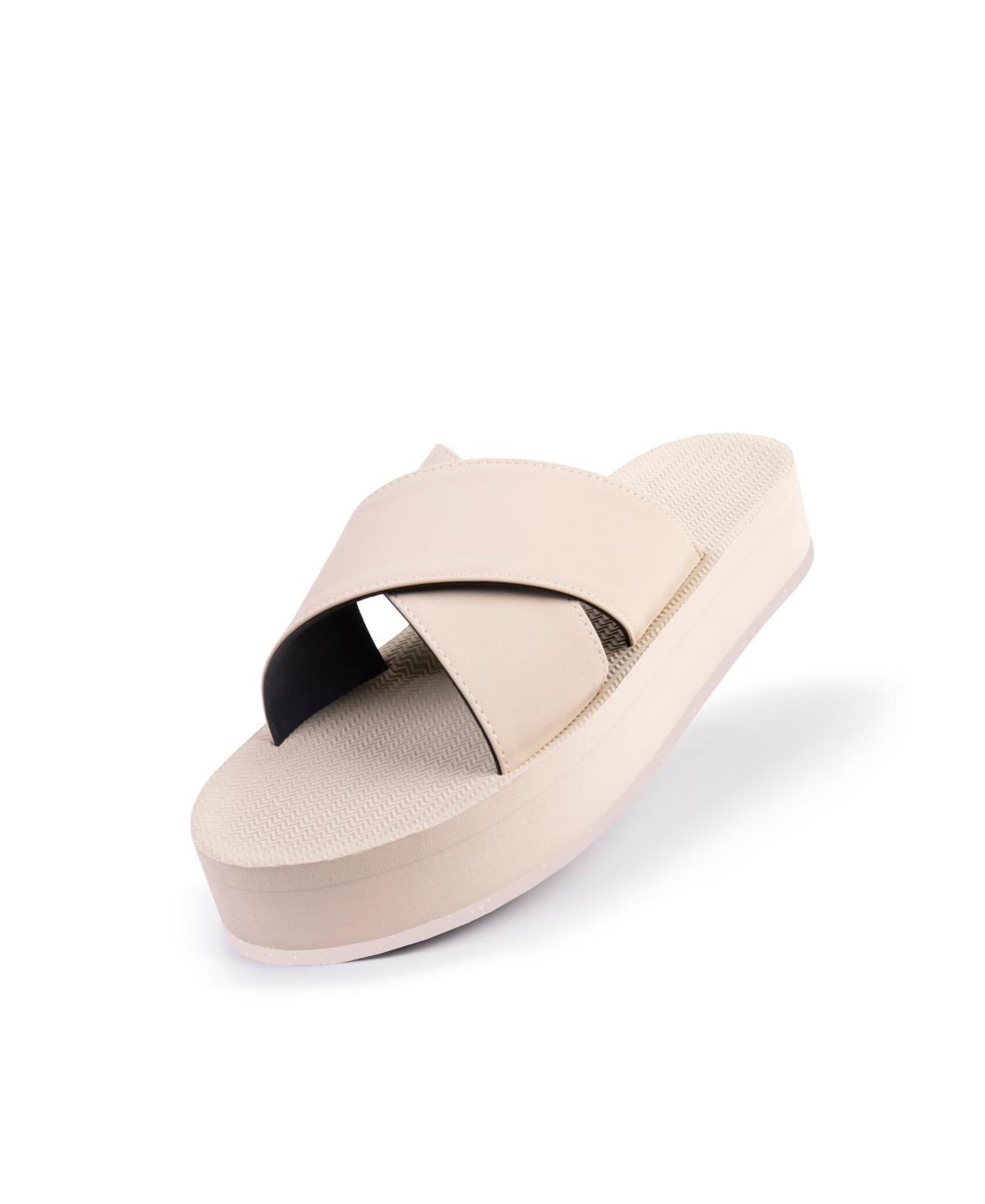 Indosole Womens Cross Platform Sandal with Sneaker Sole - Sea salt sole Product Image