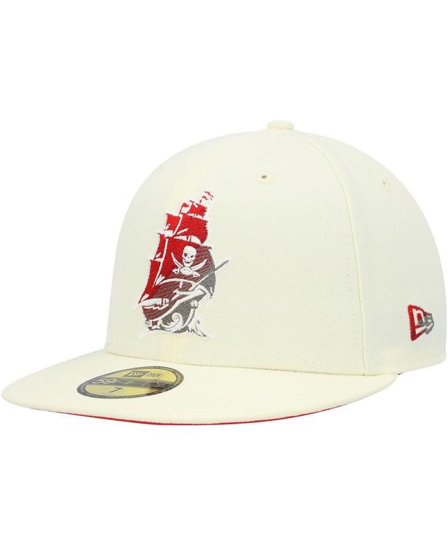 Mens New Era Cream Tampa Bay Buccaneers Chrome Color Dim 59FIFTY Fitted Hat Product Image