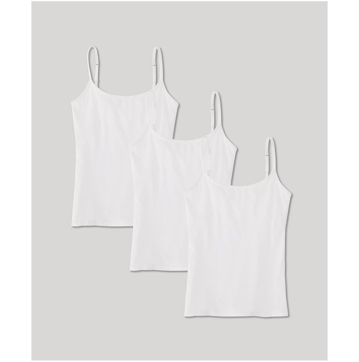 Womens White Everyday Shelf Bra Camisole 3-Pack XS Product Image