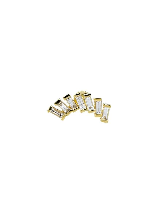 Womens 18K Yellow Gold & Baguette Diamond Stud Single Earring Product Image