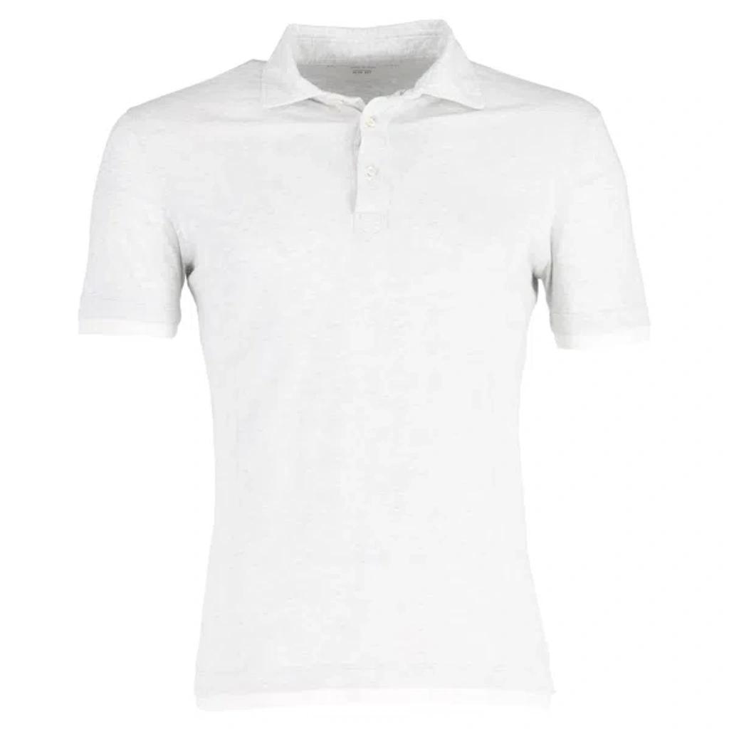 Layered-effect Polo Shirt In Grey Silk Cotton In White Product Image