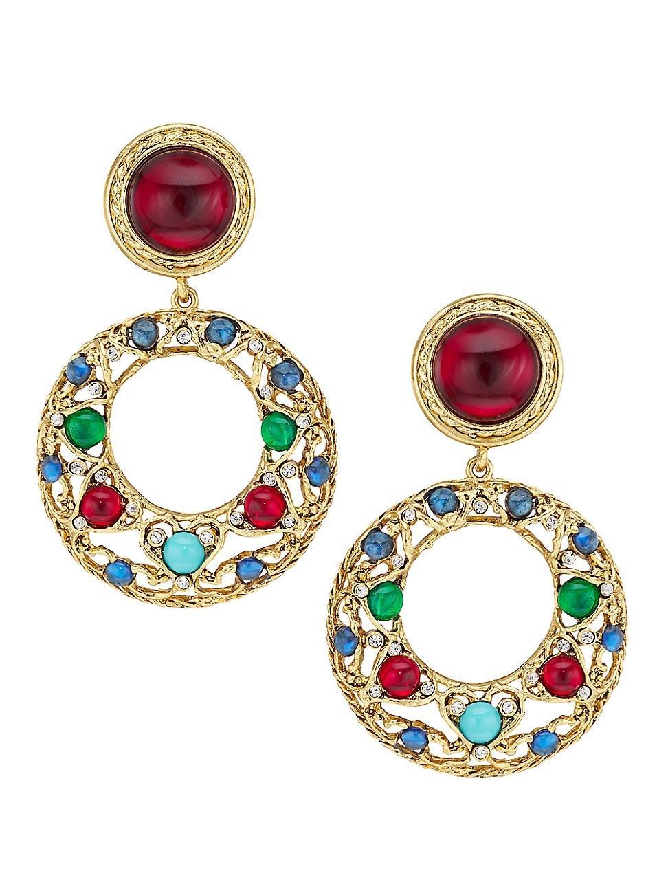 Womens 22K Goldplated Multicolored Circle Drop Earrings Product Image