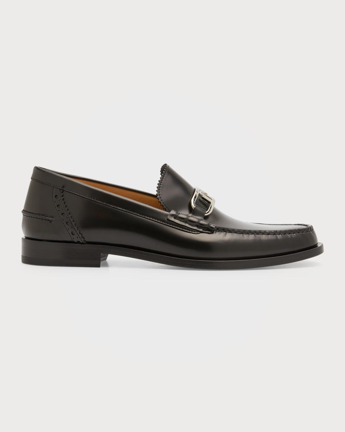 Mens Mocassino FF-Logo Bit Strap Leather Loafers Product Image