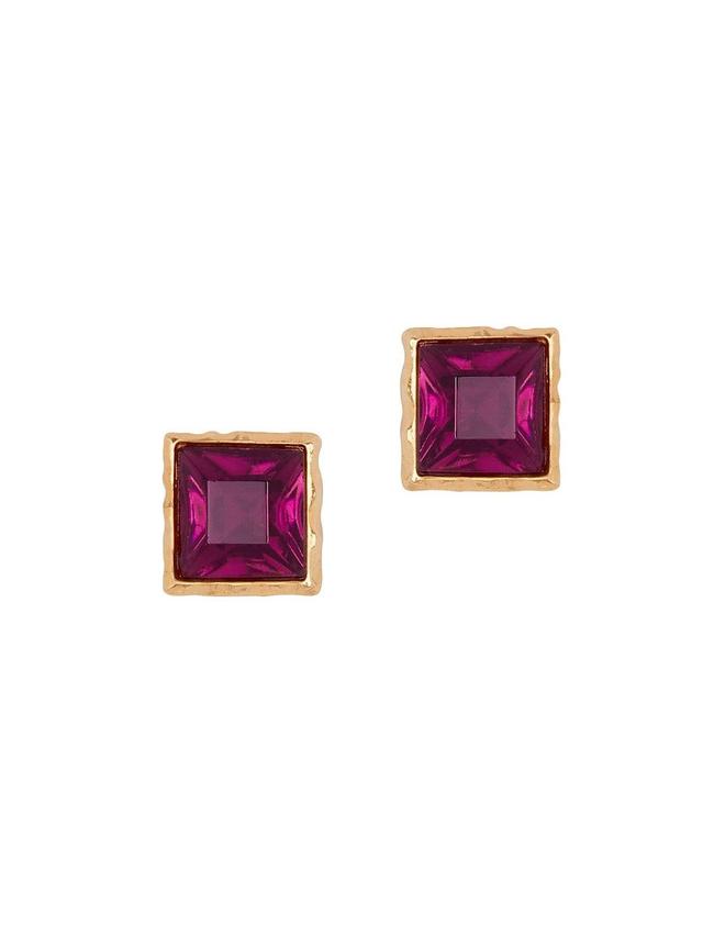 Womens Goldtone & Glass Crystal Square Stud Earrings Product Image