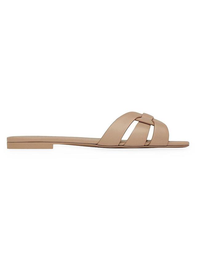 Saint Laurent - Tribute Leather Sandals - Womens - Beige Product Image