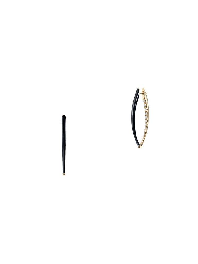 Womens Cristina 18K Yellow Gold, Diamond & Black Enamel Large Hoop Earrings Product Image