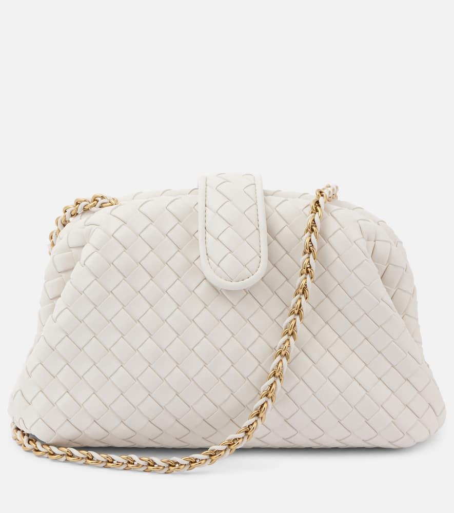 BOTTEGA VENETA Mini Lauren 1980 Intrecciato Leather Clutch In 9104 Chalk-m Brass Product Image