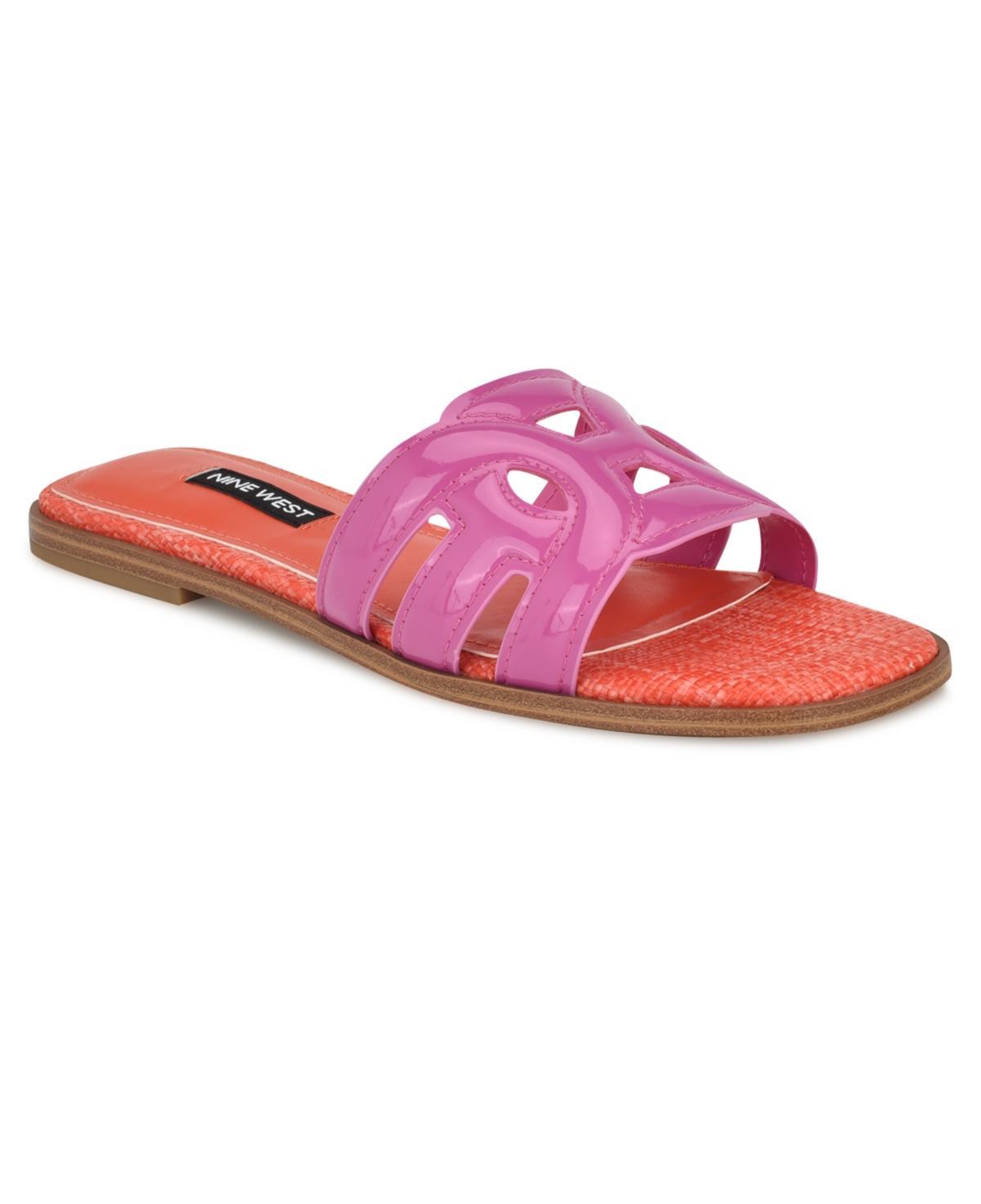 Nine West Womens Geena Round Toe Flat Slip-On Sandals Product Image