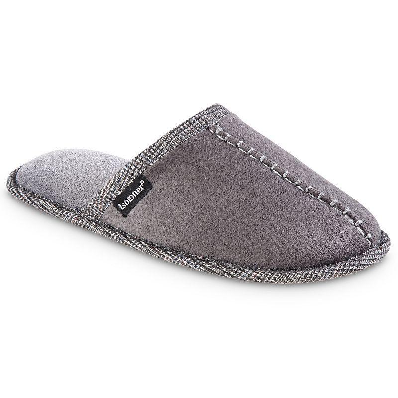 isotoner Titus Mens Scuff Slippers Grey Product Image