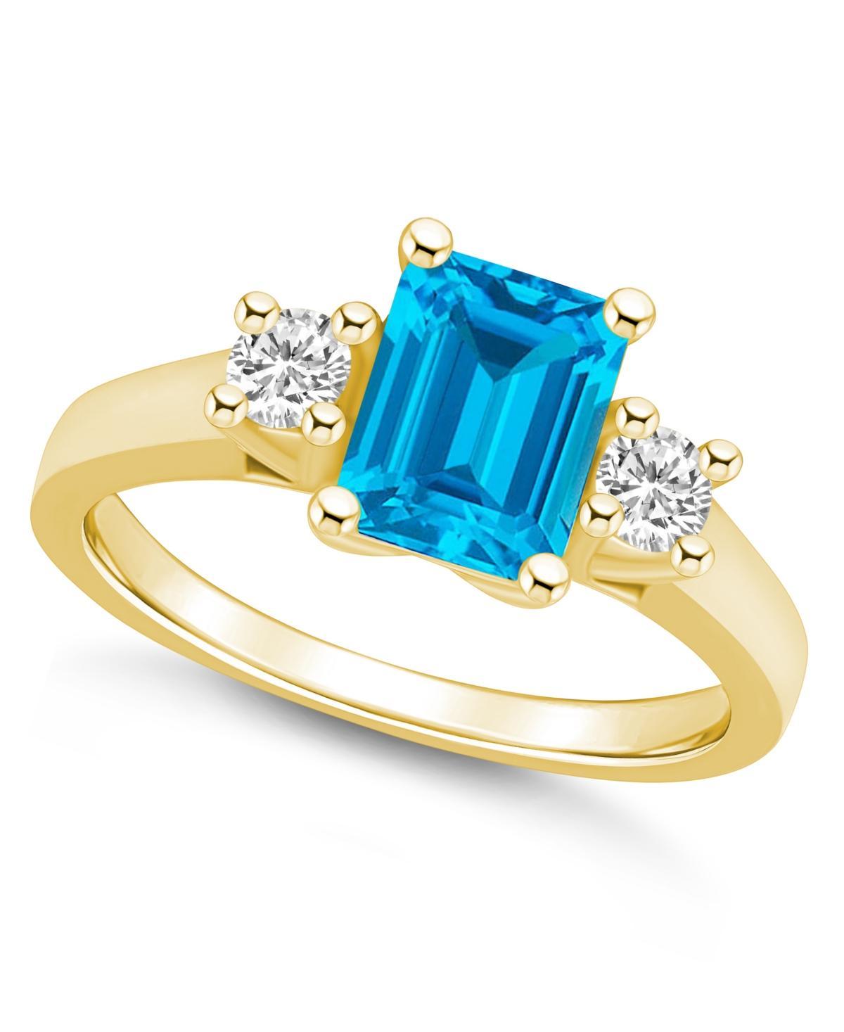 Macys Blue Topaz and Diamond Ring (2 ct.t.w and 1/4 ct.t.w) 14K Yellow Gold Product Image