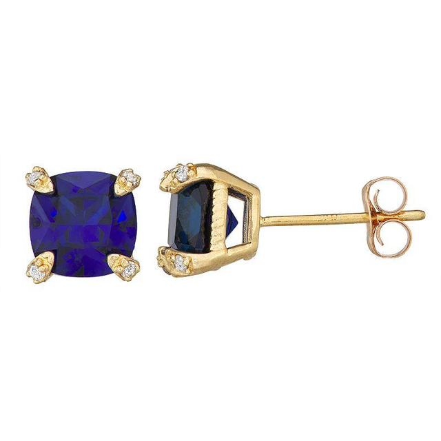 Designs by Gioelli 10k Gold Gemstone Diamond Accent Stud Earrings, Womens, Created Blue Blue Product Image