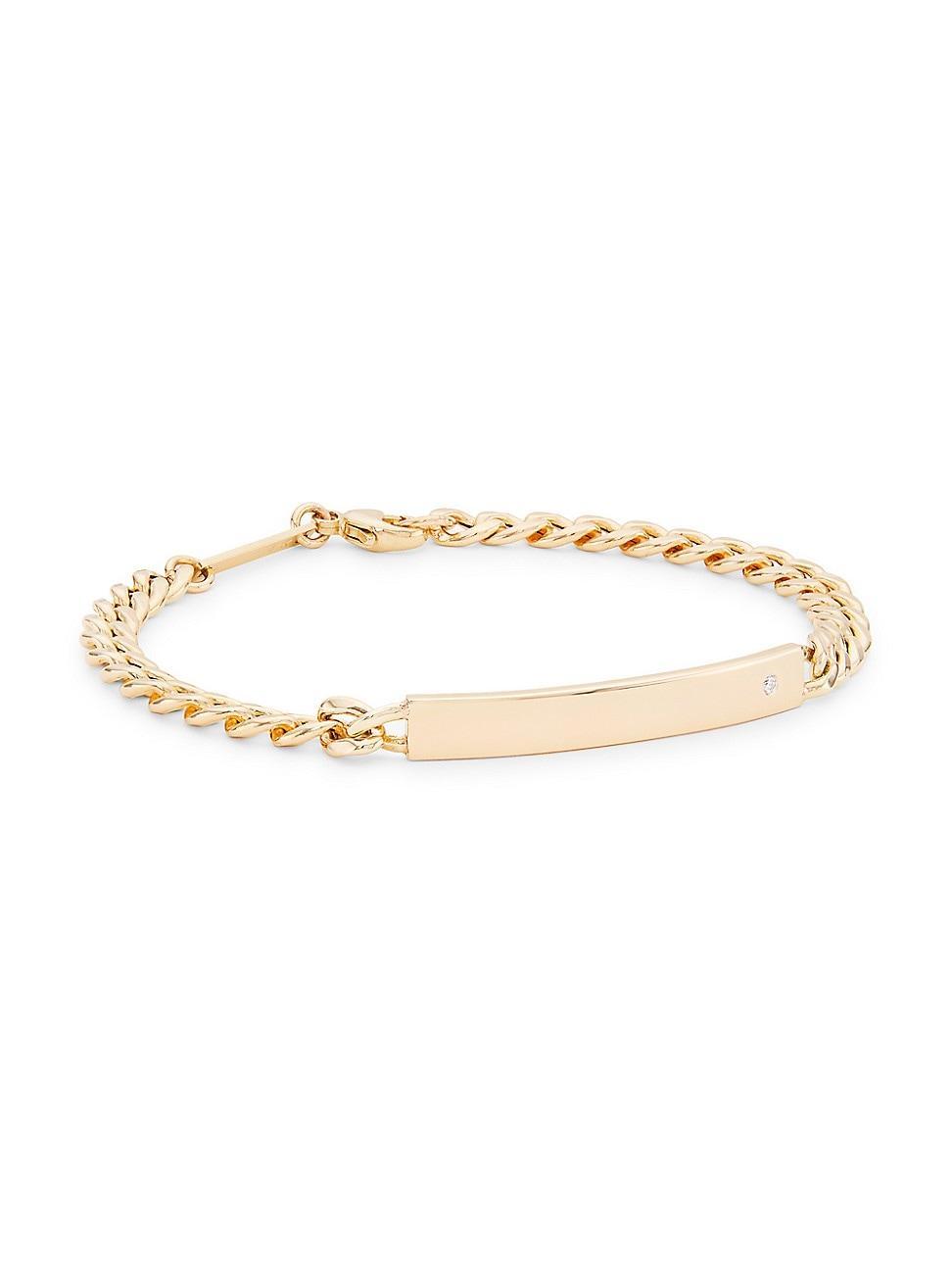 Womens Identity 14K-Yellow-Gold & 0.015 TCW Diamond Chain Bracelet Product Image