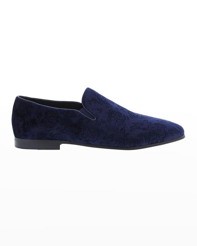 Mens Renegade Skull-Embossed Velvet Loafers Product Image