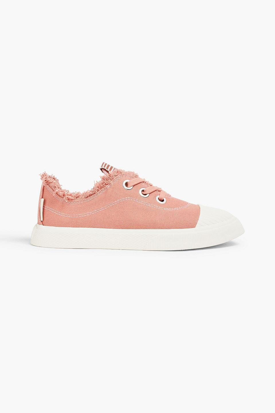 Frayed Canvas Sneakers In Antique Rose Product Image