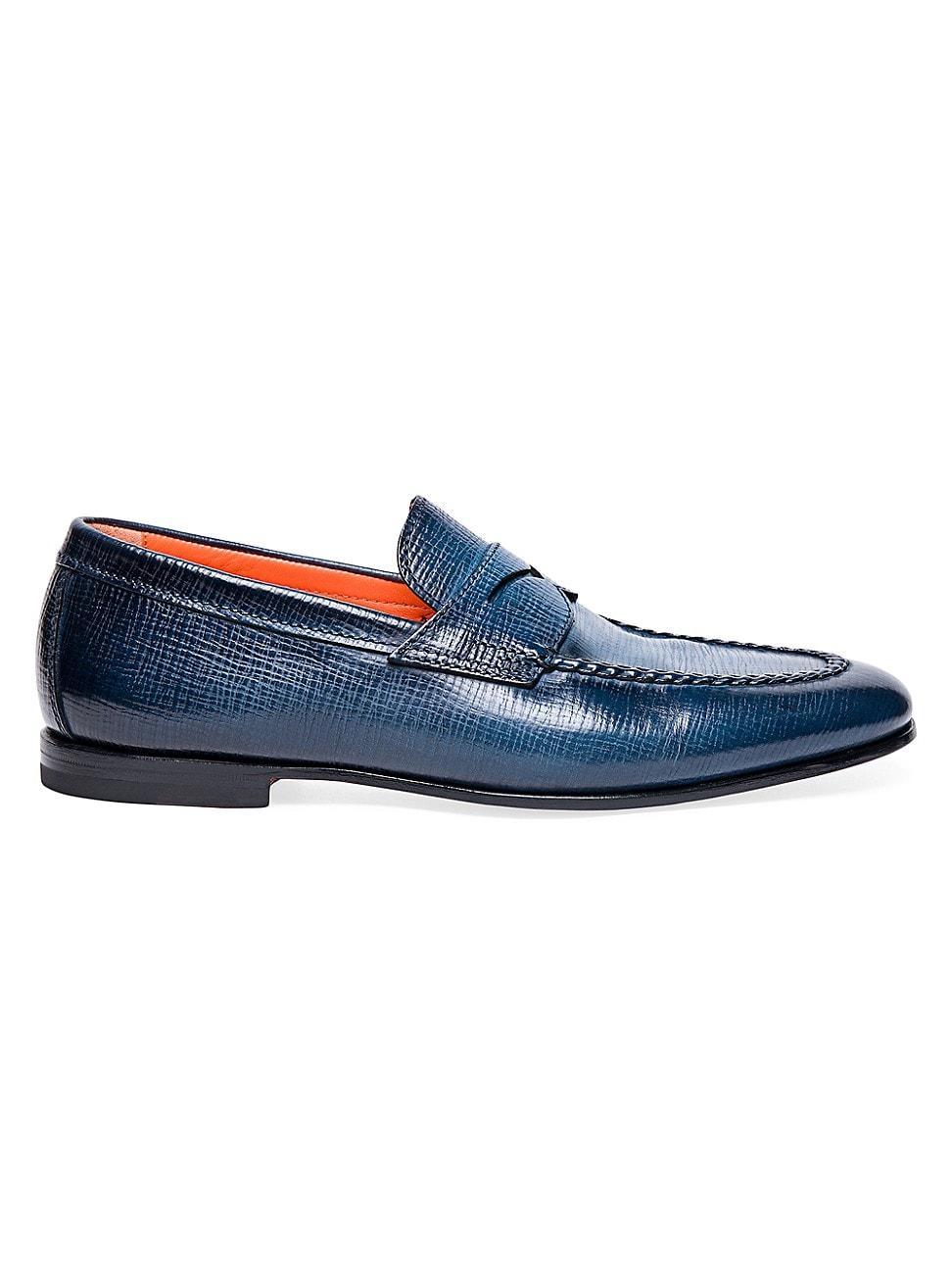 Mens Door Textured Leather Penny Loafers Product Image