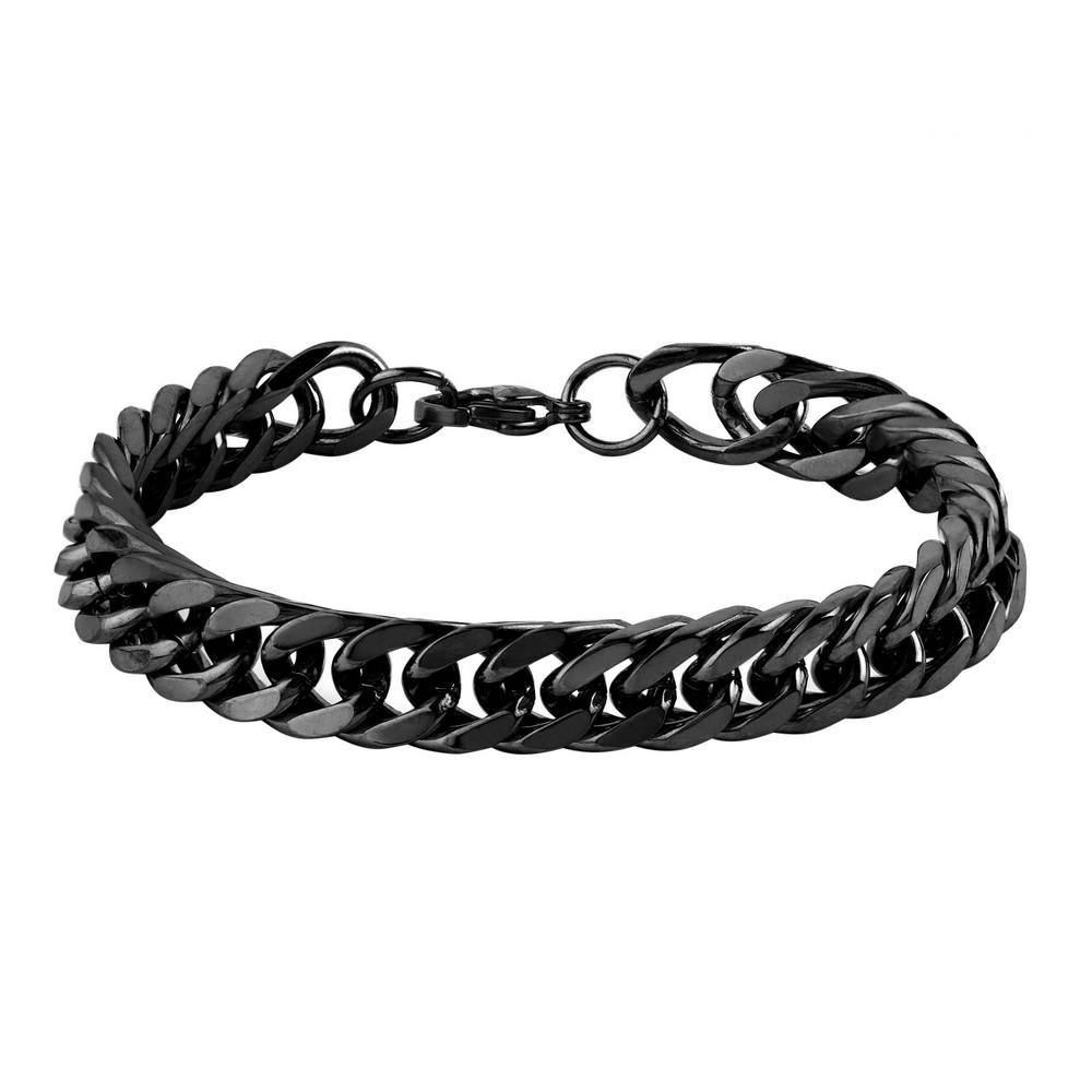 Mens West Coast Jewelry Blackplated Stainless Steel 8-Inch Curb Link Chain Bracelet Product Image