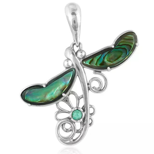 Southwest Spirit Sterling Silver and Abalone Dragonfly Pendant, Womens Product Image