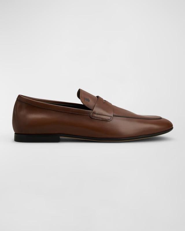 Mens Smooth Leather Penny Loafers Product Image