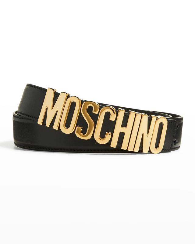 Mens Buckle-Logo Leather Belt Product Image