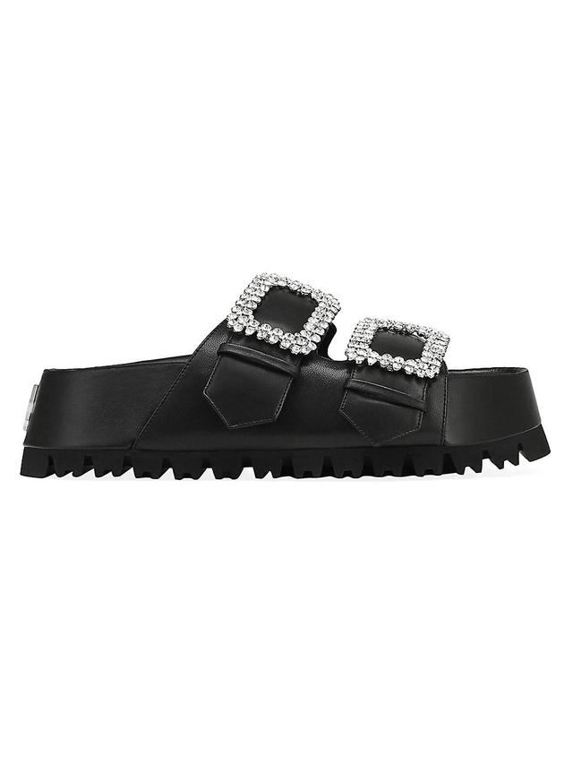 Womens Victoria Black Leather Sandals Product Image