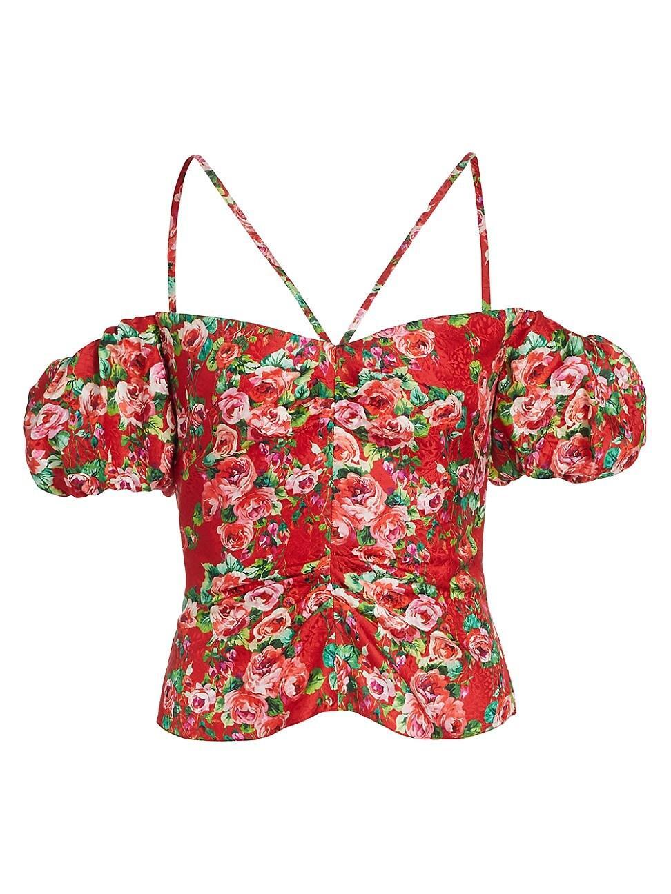 Womens Ruby Floral Silk Halterneck Blouse Product Image