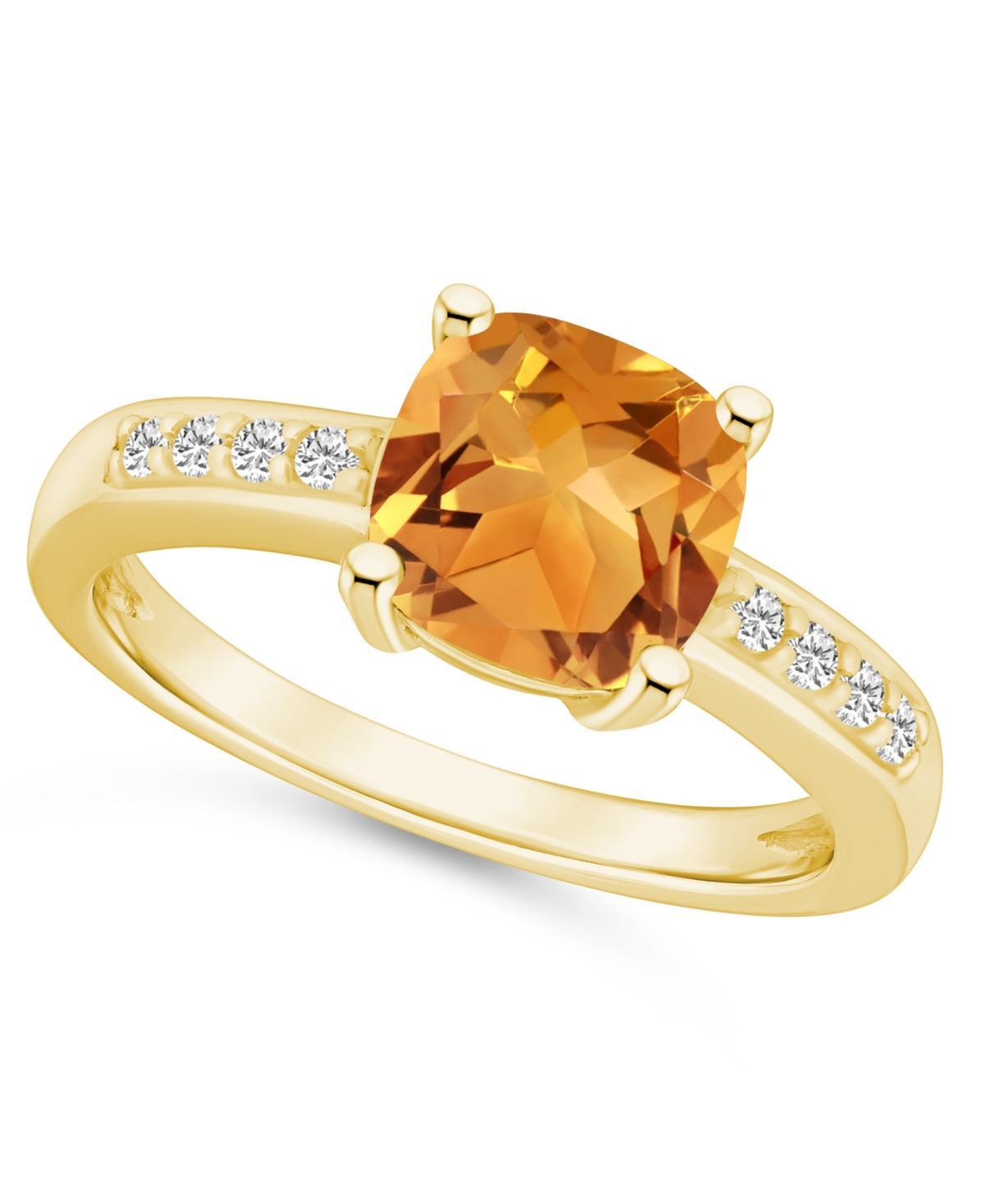 Alyson Layne 14k Gold Cushion Citrine & 1/8 Carat T.W. Diamond Ring, Womens Orange Product Image