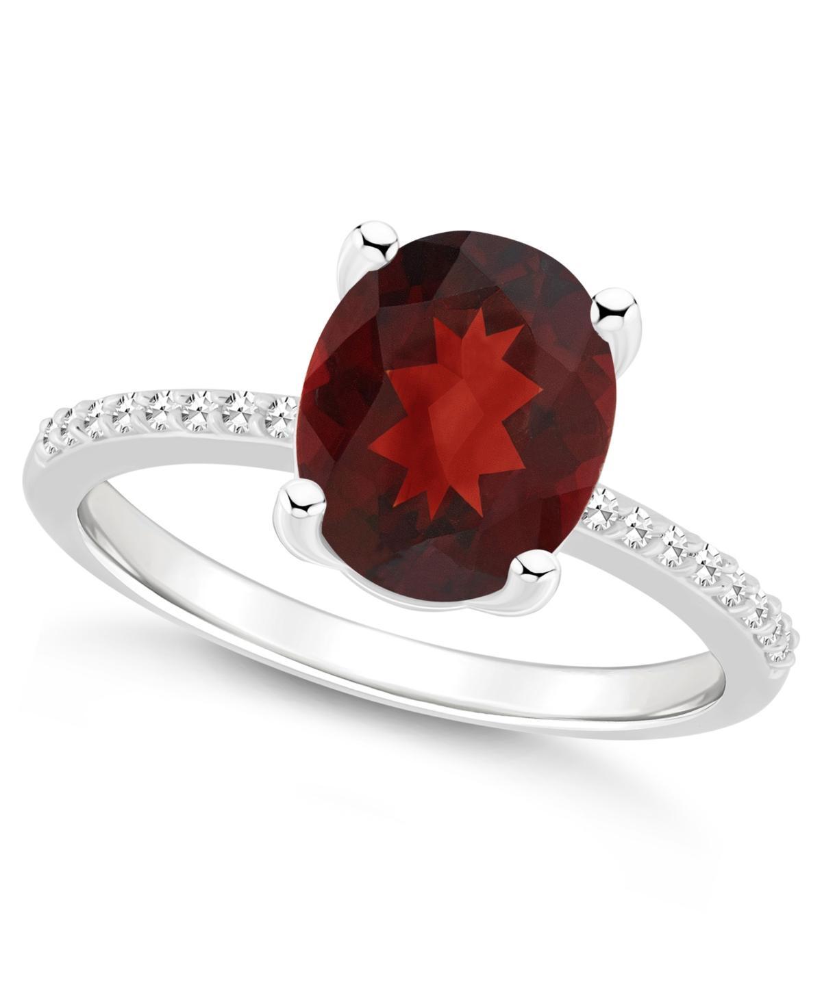 Macys Womens Garnet (3-1/10 ct.t.w.) and Diamond (1/10 ct.t.w.) Ring in Sterling Silver Product Image