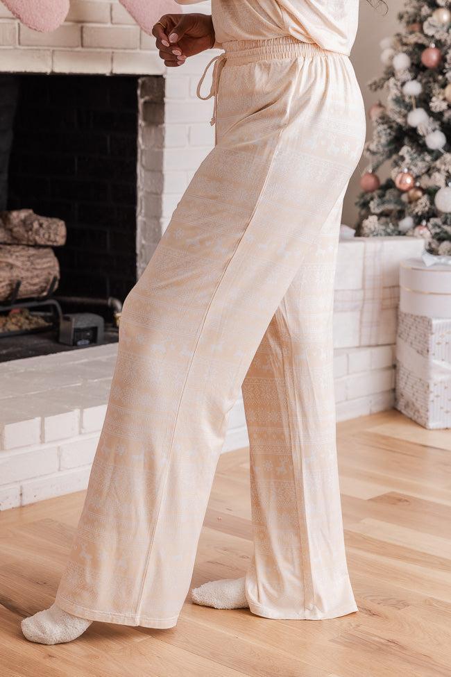 Snowy Days Beige and Ivory Fair Isle Pajama Pant FINAL SALE Product Image