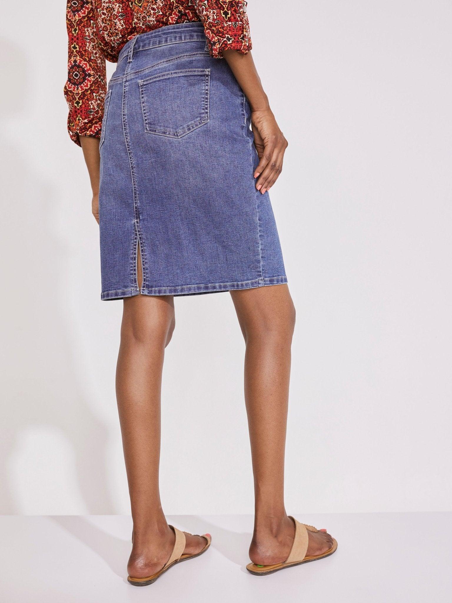 Westport Signature Denim Skirt with Back Slit Product Image