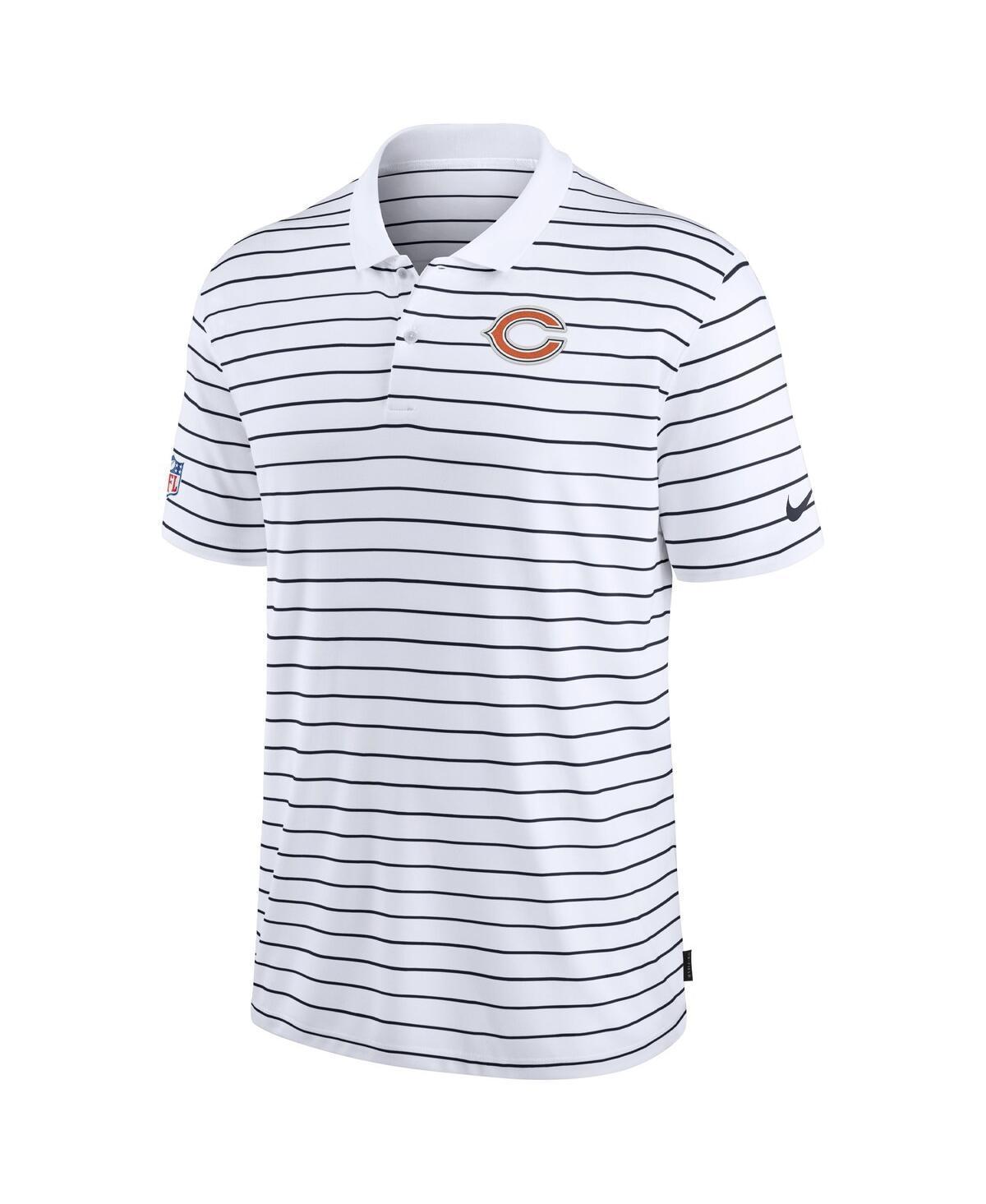 NIKE Men's White Chicago Bears Sideline Lock Up Victory Performance Polo In White,navy Product Image