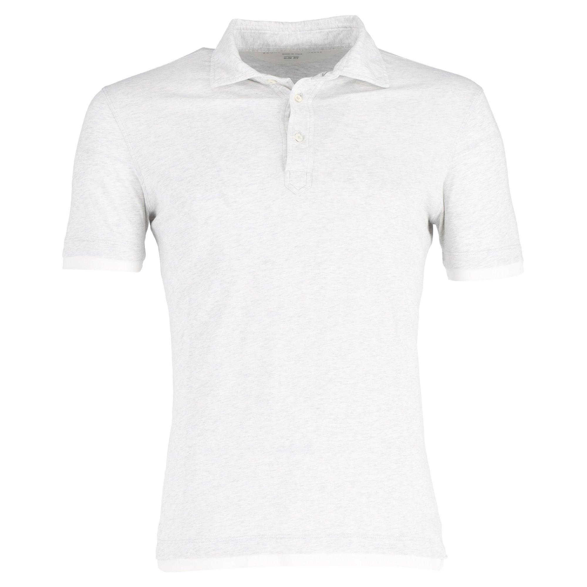 Layered-effect Polo Shirt In Grey Silk Cotton In White Product Image