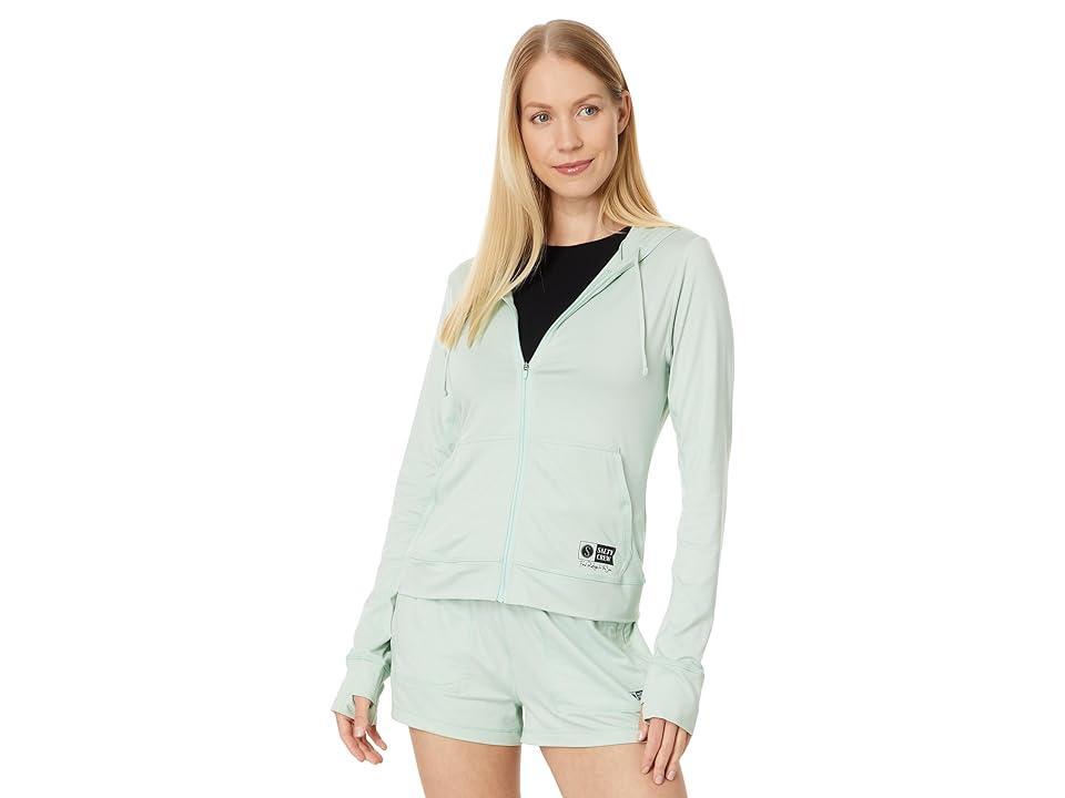 Salty Crew Thrill Seekers Full Zip Hooded Sunshirt (Jade) Women's Clothing Product Image