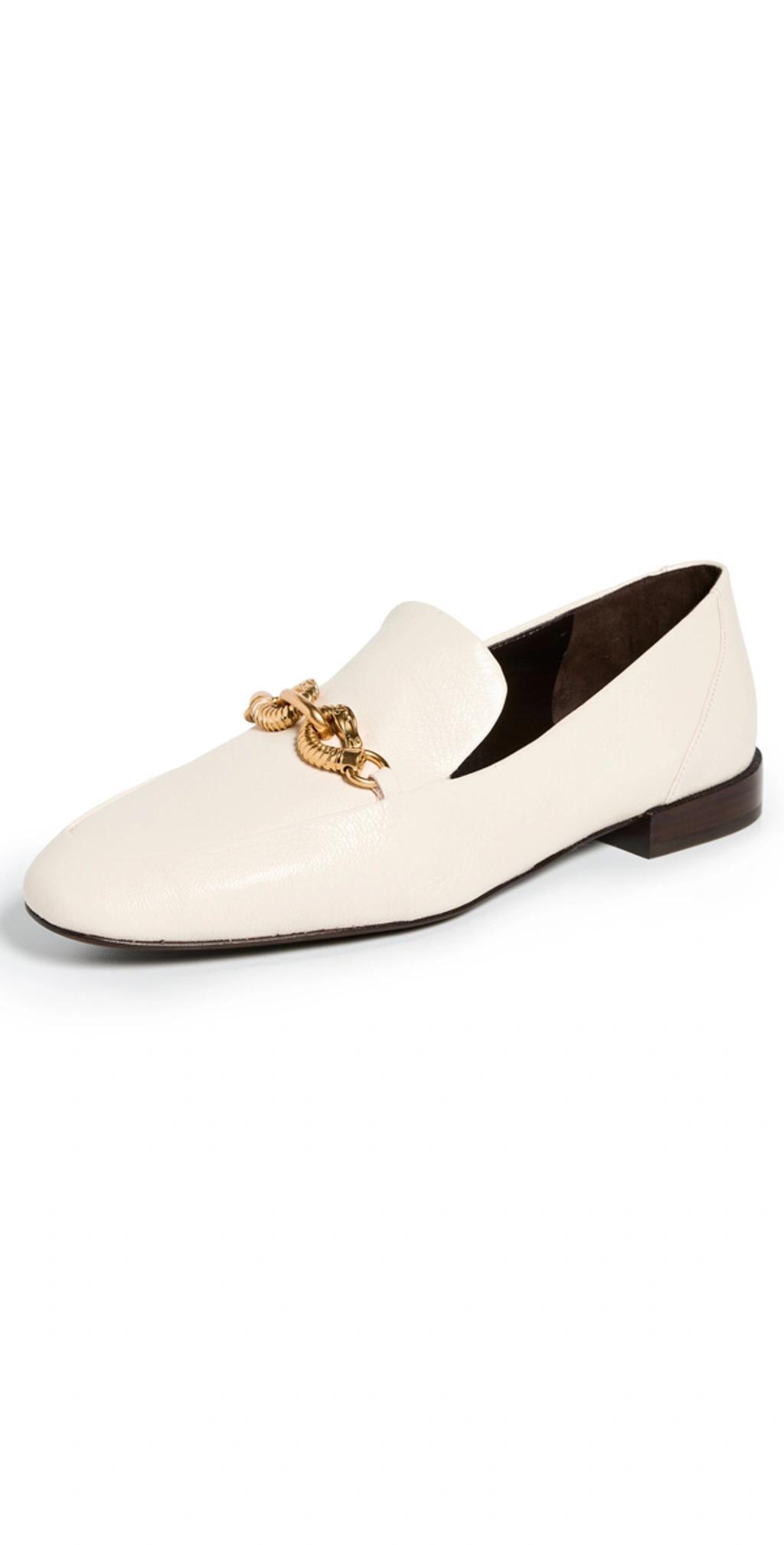 TORY BURCH Jessa Leather Chain Loafers In Light Cream Gold Product Image