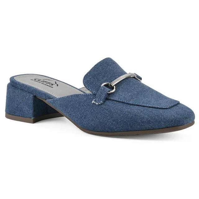 Cliffs by White Mountain Quin Womens Heeled Mules Mid Blue Blue Fabric Product Image