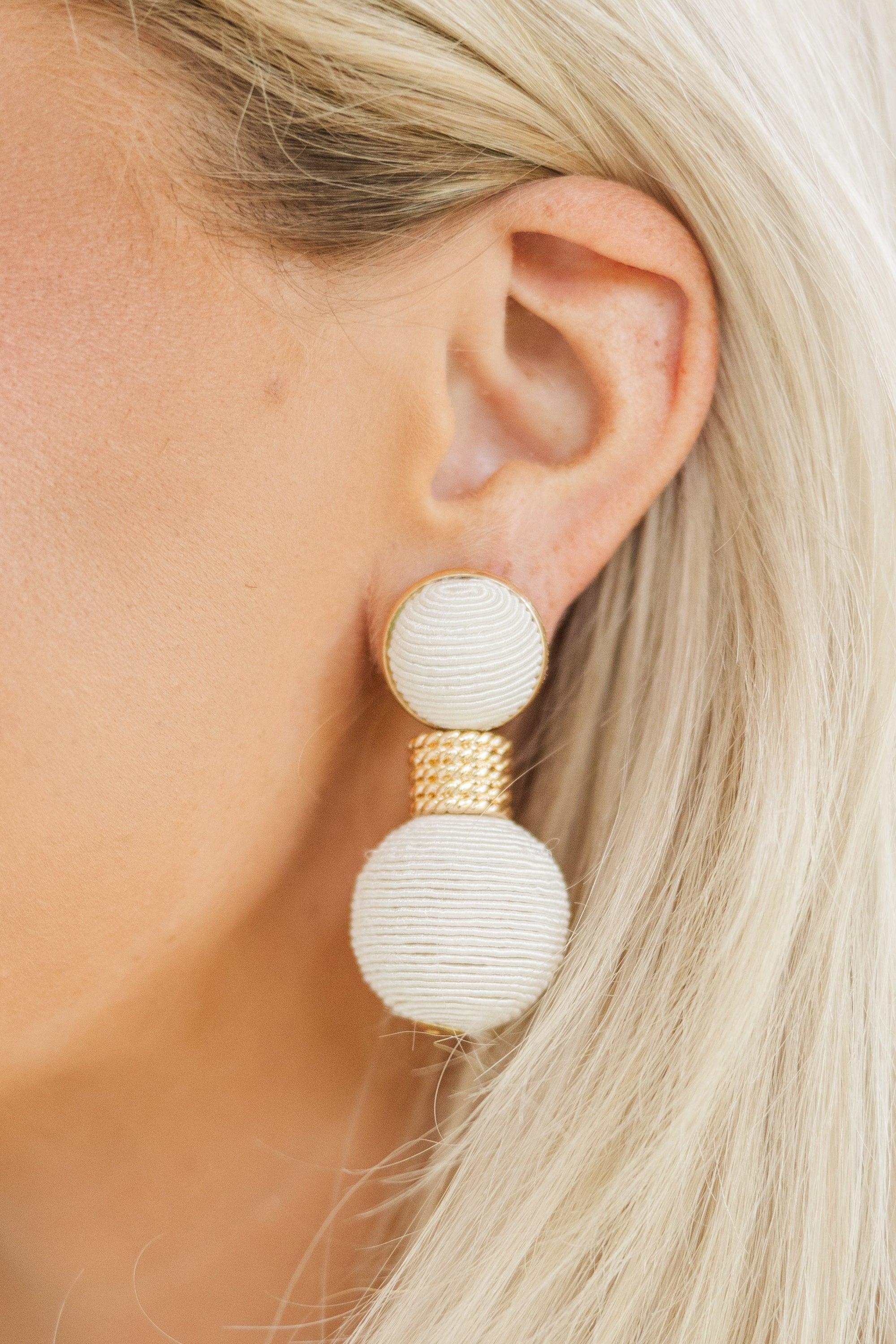 Double Duty White & Gold Drop Earrings Female Product Image