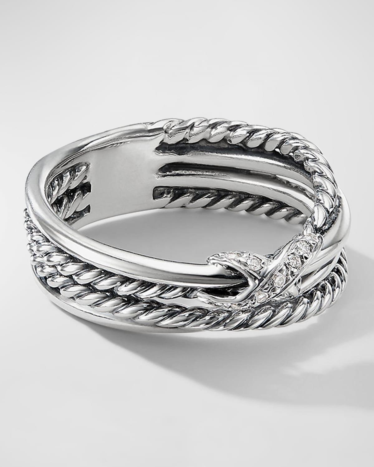 Womens X Crossover Band Ring in Sterling Silver Product Image