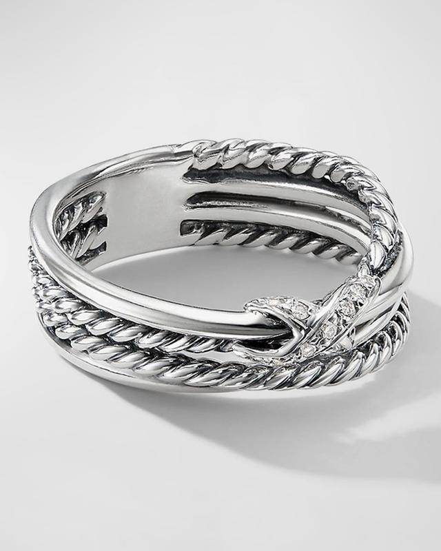 X Crossover Ring with Diamonds in Silver, 6mm Product Image