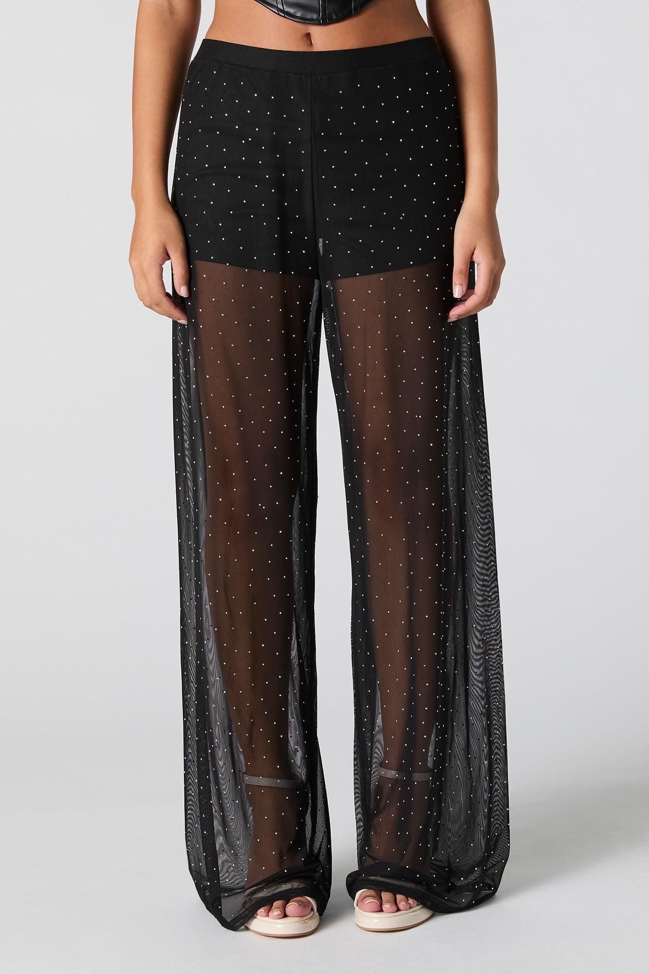 Rhinestone Mesh Pant Female Product Image