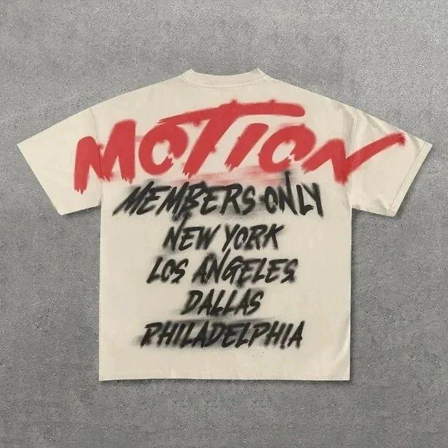 Vintage Motion Graphic Cotton T-Shirt Product Image