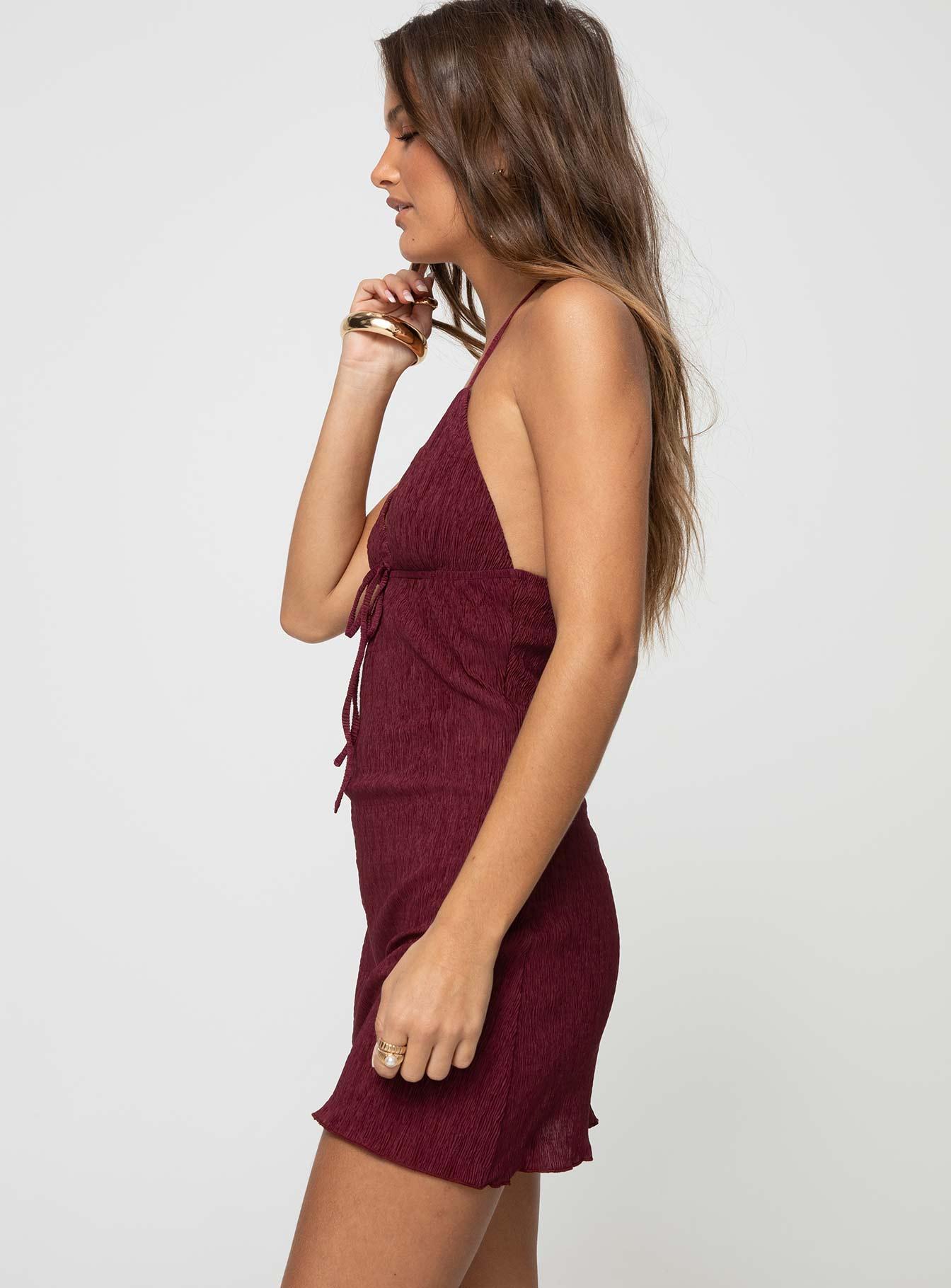 Chantria Mini Dress Burgundy Lower Impact Product Image