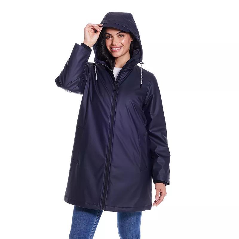 Womens Weathercast Water-Resistant Hooded Rain Jacket Product Image