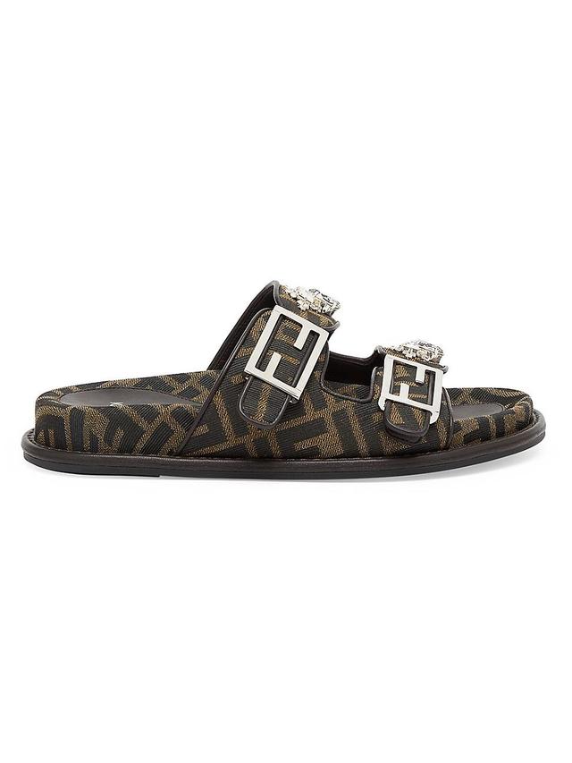 Womens Fendi Feel Crystal-Embellished Monogram Sandals Product Image