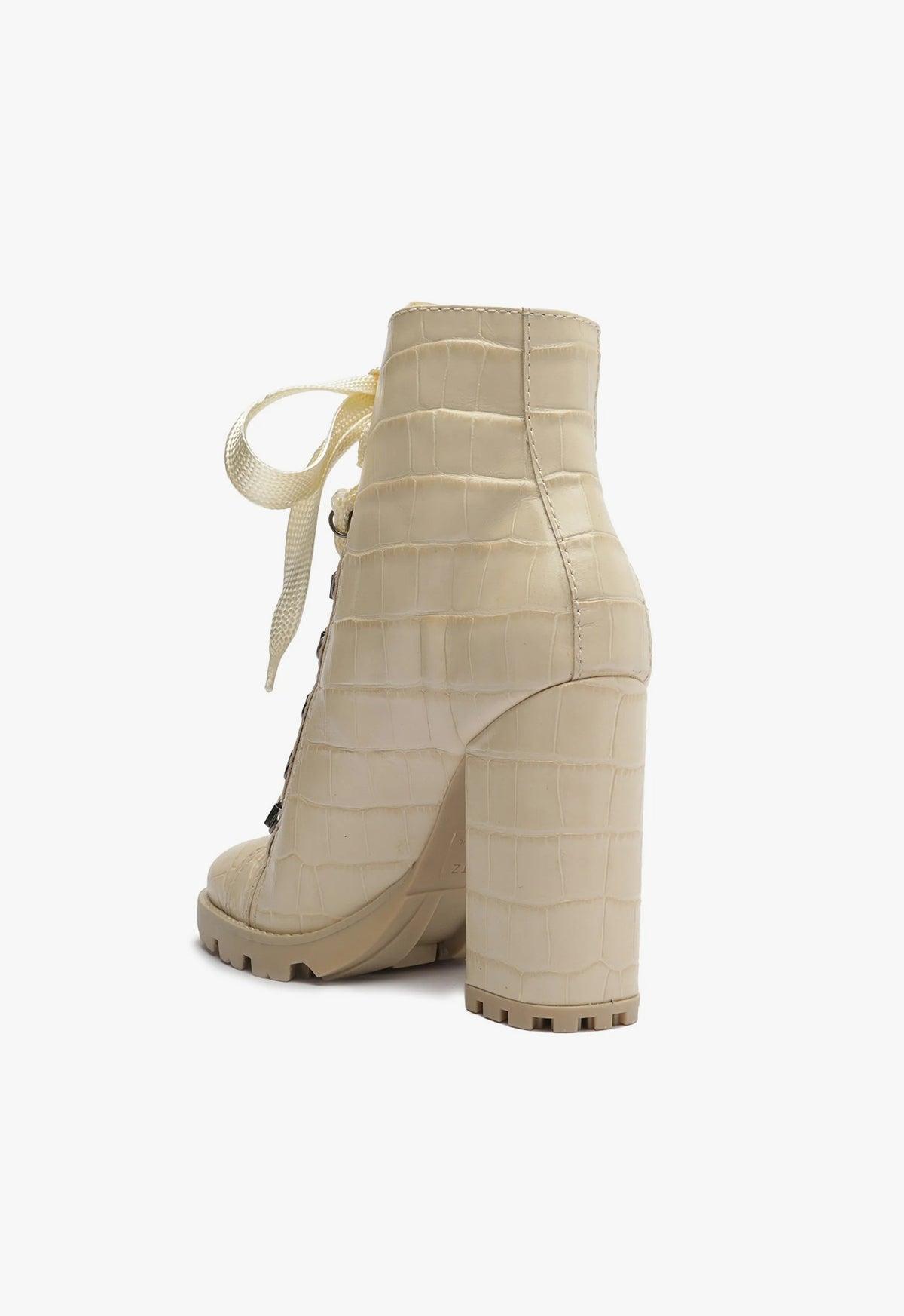 Zhara Crocodile-Embossed Leather Bootie Female Product Image