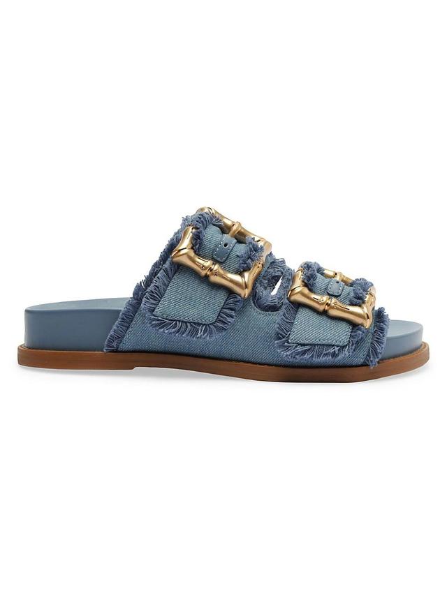 Enola Frayed Dual-Buckle Slide Sandals Product Image