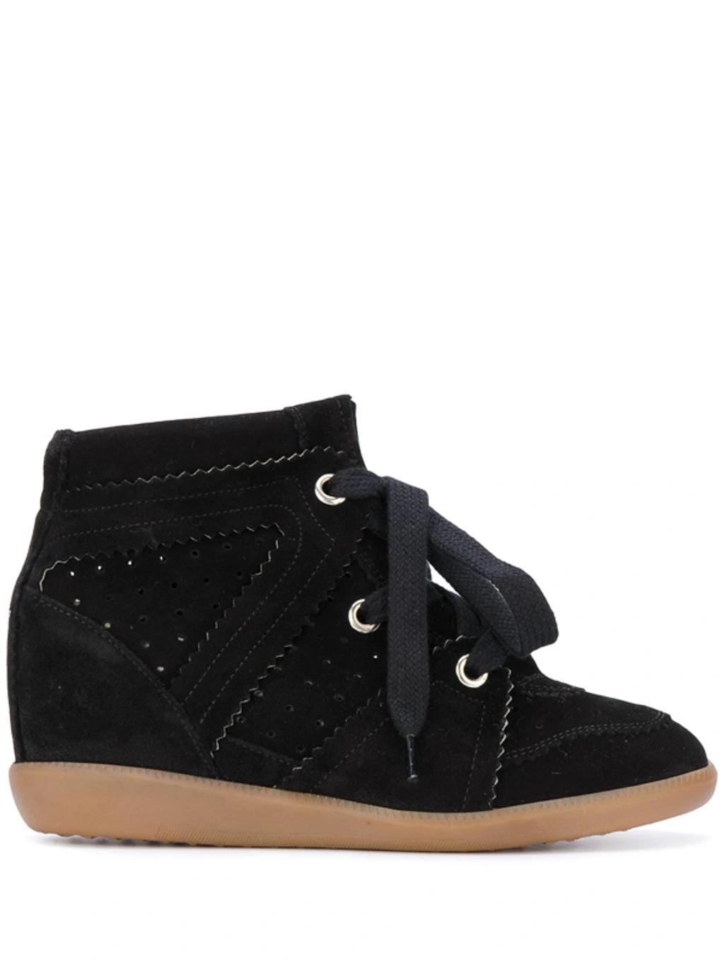 Bobby Suede Wedge Sneakers In Black Product Image