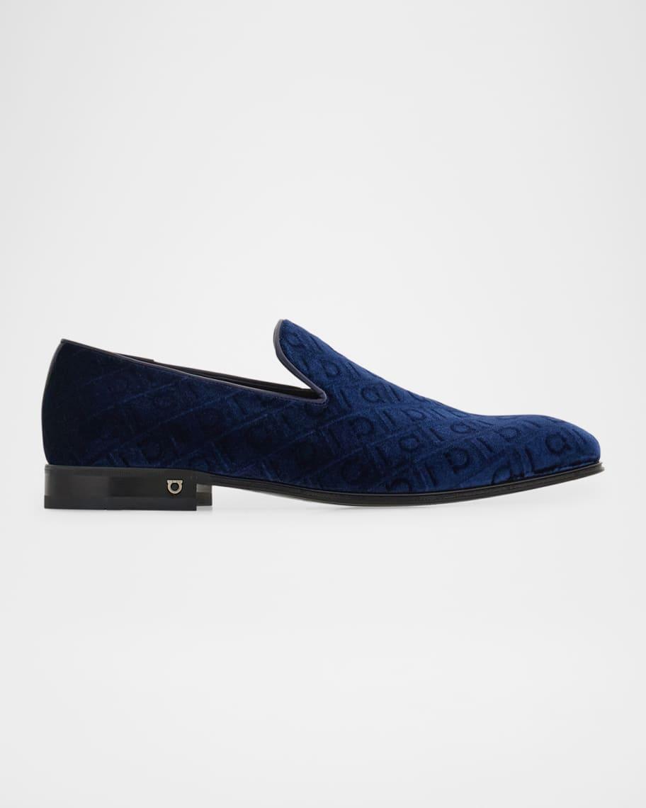 Men's Berry Monogram Velvet Loafers Product Image