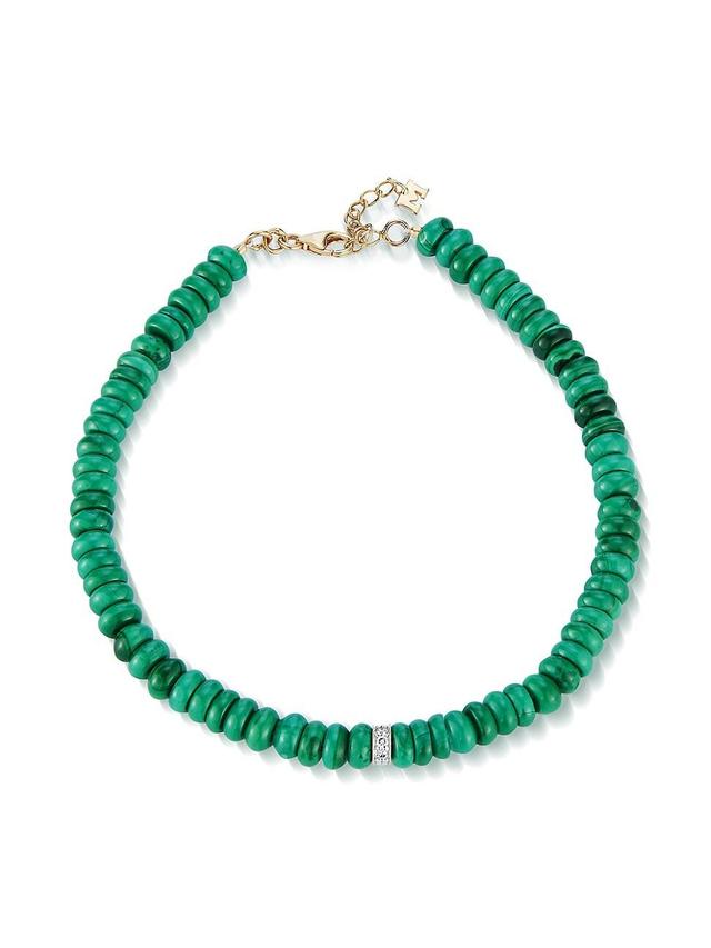 Mens Malachite & 0.08 TCW Diamond Station Bracelet Product Image