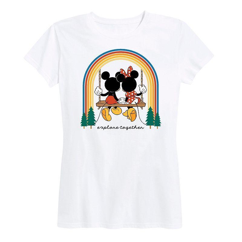 Disneys Mickey & Minnie Mouse Womens Explore Together Rainbow Graphic Tee Product Image