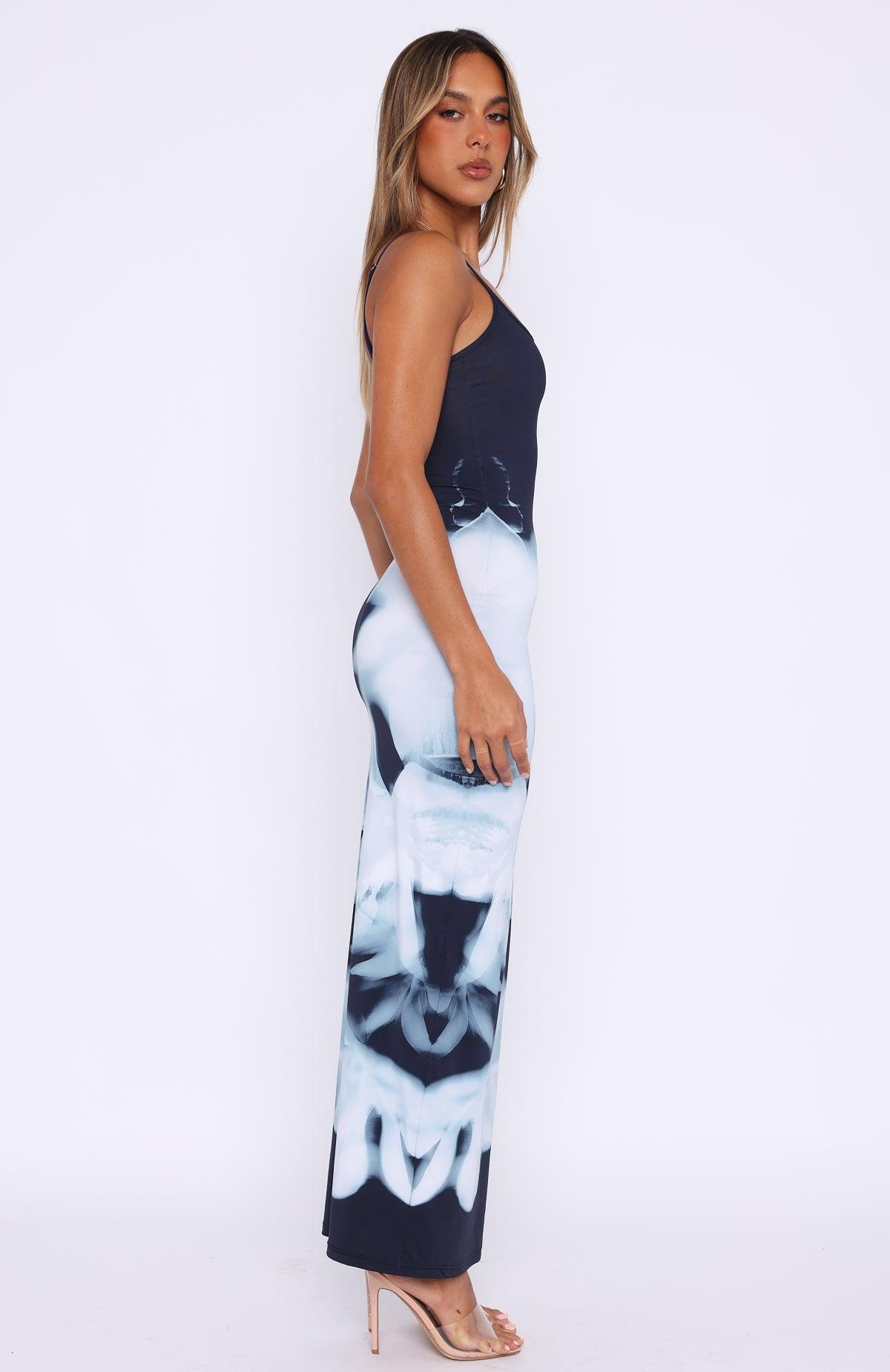 Feeling The Heat Maxi Dress Greyscale Floral Product Image